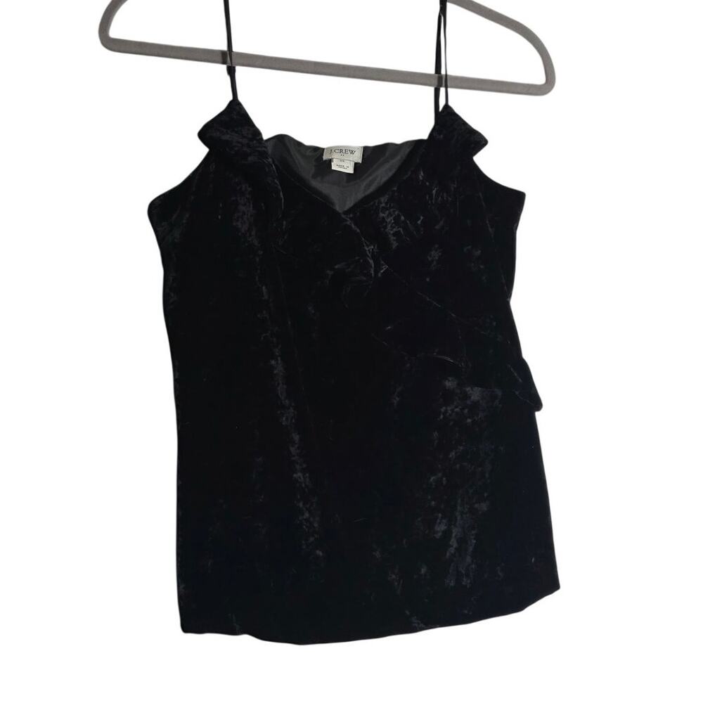 J Crew Womens XS Black Velvet Tank Top Sleeveless Minimalist Chic WhimsyGoth
